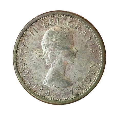 Moeda Antiga do Canadá 10 Cents 1961
