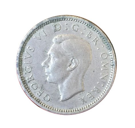 Moeda Antiga da Inglaterra Six Pence 1950