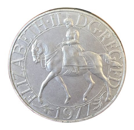 Moeda Antiga da Inglaterra 25 New Pence 1977