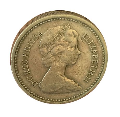 Moeda Antiga da Inglaterra One Pound 1984