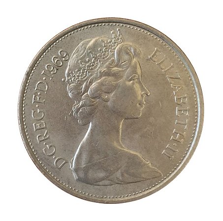 Moeda Antiga da Inglaterra 10 New Pence 1969