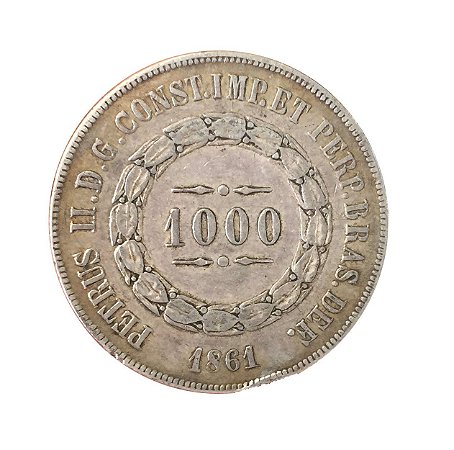 Moeda Antiga do Brasil 1000 Réis 1861