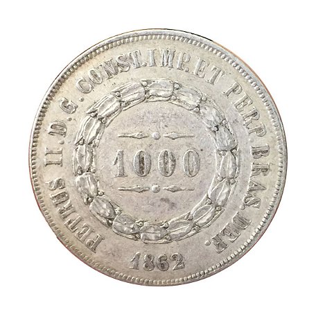 Moeda Antiga do Brasil 1000 Réis 1862