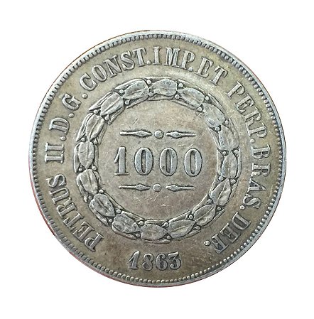 Moeda Antiga do Brasil 1000 Réis 1863