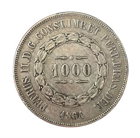 Moeda Antiga do Brasil 1000 Réis 1864