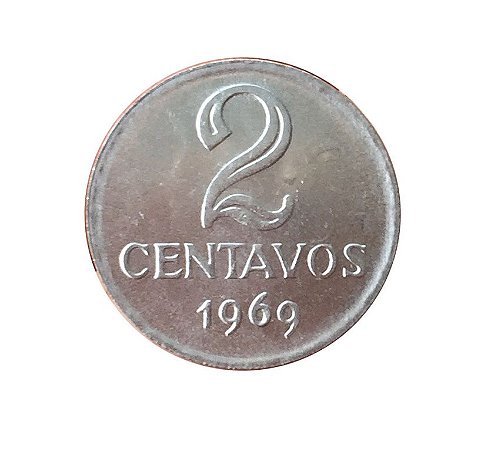 Moeda Antiga do Brasil 2 Centavos de Cruzeiro 1969