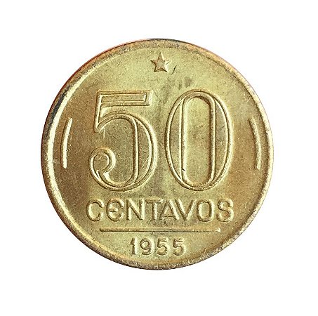 Moeda Antiga do Brasil 50 Centavos de Cruzeiro 1955 - Presidente Dutra