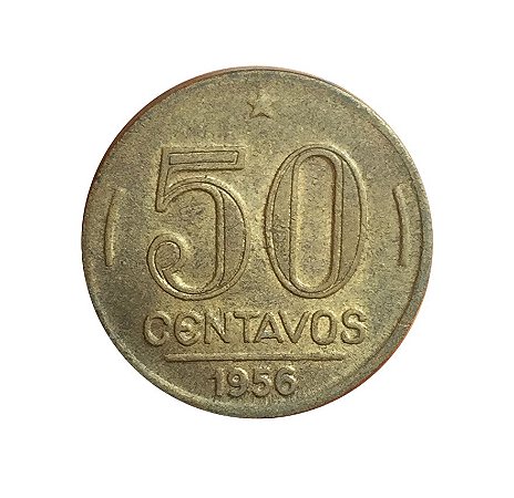 Moeda Antiga do Brasil 50 Centavos de Cruzeiro 1956 - Presidente Dutra