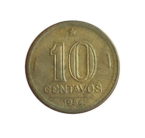 Moeda Antiga do Brasil 10 Centavos de Cruzeiro 1954 - José Bonifácio