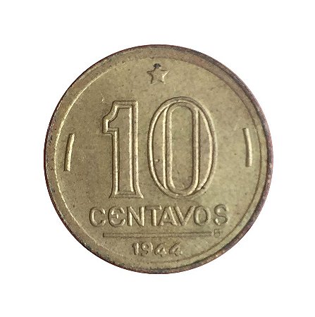 Moeda Antiga do Brasil 10 Centavos de Cruzeiro 1944 - Getúlio Vargas