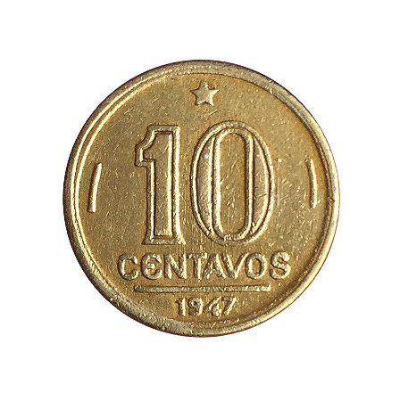 Moeda Antiga do Brasil 10 Centavos de Cruzeiro 1947 - Getúlio Vargas