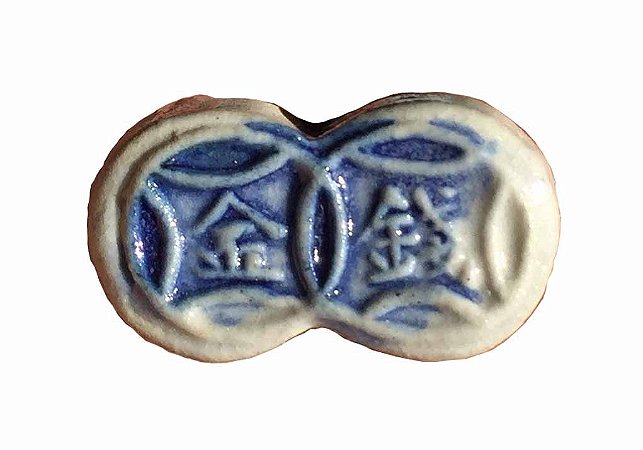 Token Antigo da China - Siamese 2 Esferas de Porcelana