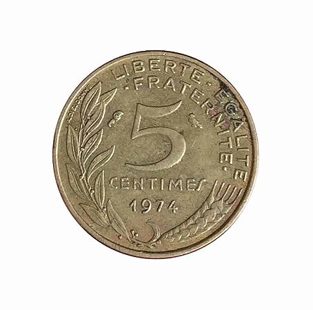 Moeda Antiga da França 5 Centimes 1974