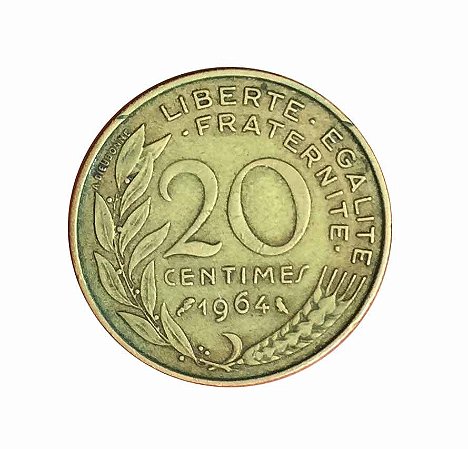 Moeda Antiga da França 20 Centimes 1964