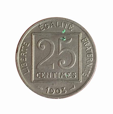 Moeda Antiga da França 25 Centimes 1903