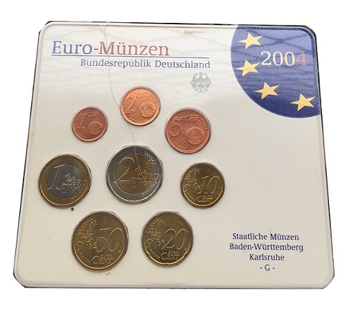 Conjunto com 08 Moedas Antigas da Alemanha 2004 - Euro