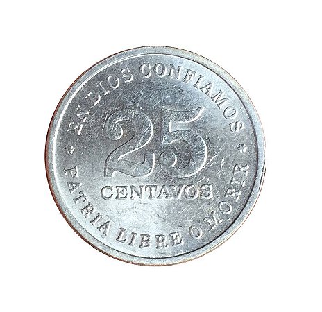 Moeda Antiga da Nicarágua 25 Centavos 1987