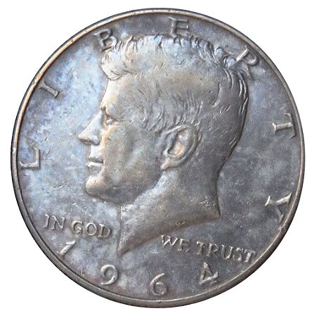 Moeda Antiga dos Estados Unidos Kennedy Half Dollar 1964D