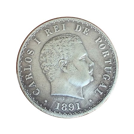 Moeda Antiga de Portugal 500 Réis 1891
