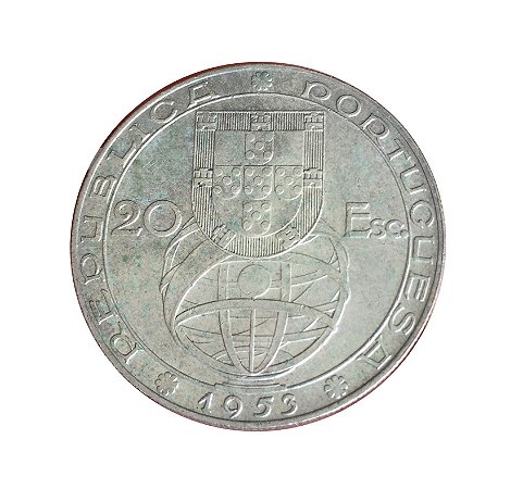 Moeda Antiga de Portugal 20 Escudos 1953