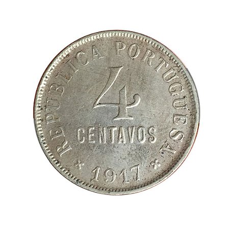 Moeda Antiga de Portugal 4 Centavos 1917
