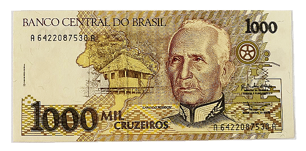 Cédula Antiga do Brasil 1000 Cruzeiros 1990 - Cândido Rondon