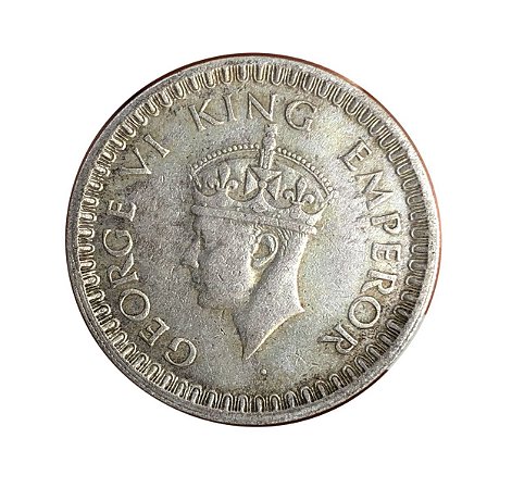 Moeda Antiga da Índia Britânica 1/2 Rúpia 1943