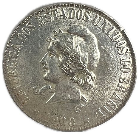 Moeda Antiga do Brasil 2000 Réis 1908