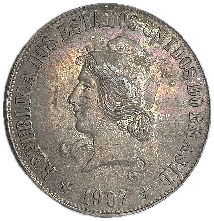 Moeda Antiga do Brasil 2000 Réis 1907