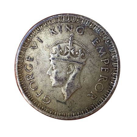 Moeda Antiga da Índia Britânica 1 Rupee 1943