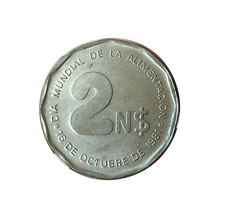 Moeda Antiga do Uruguai 2 Nuevos Pesos 1981 - Dia Mundial da Alimentação