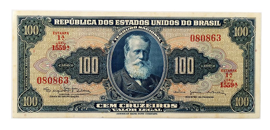 Cédula Antiga do Brasil 100 Cruzeiros 1964 - D. Pedro II