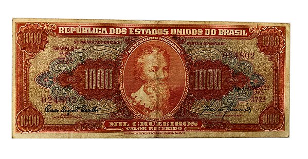 Cédula Antiga do Brasil 1000 Cruzeiros 1960 - Pedro Alvares Cabral