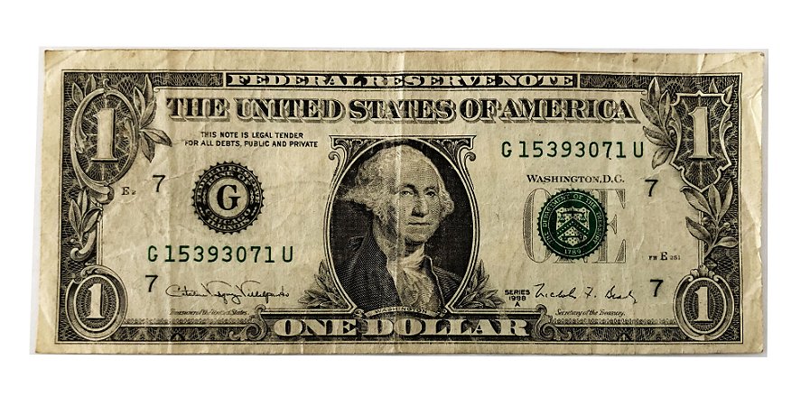 Cédula Antiga dos Estados Unidos $1 1988 A - Washington
