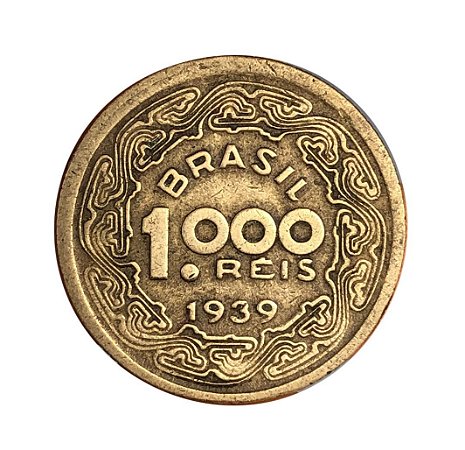 Moeda Antiga do Brasil 1000 Réis 1939 - Tobias Barreto