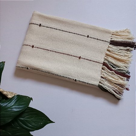 Manta Decorativa Boho Tear Manual 100% Algodão