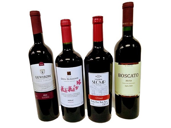 Vinhos Merlot da Serra Gaúcha – Kit com 4 garrafas