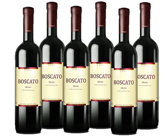 Vinho Merlot Boscato Cave 750ml - Kit 6 unidades