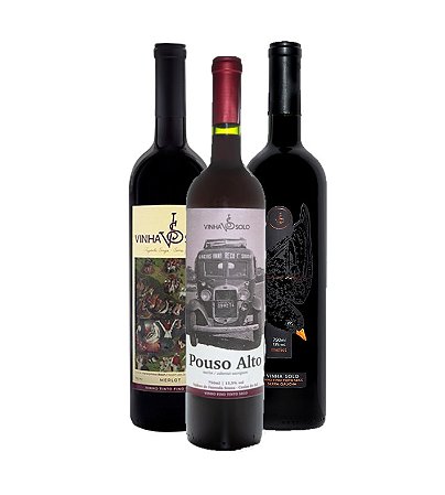 Vinha Solo - Kit misto de vinhos tintos 750ml - 03 garrafas