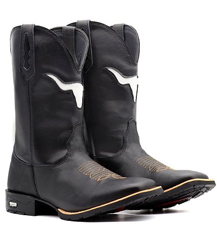 Bota texana Masculina Boi Vazado - BK - Branco - Botas Campo Belo