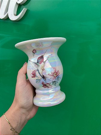 CUIA CERÂMICA BRANCA BEIJA-FLOR