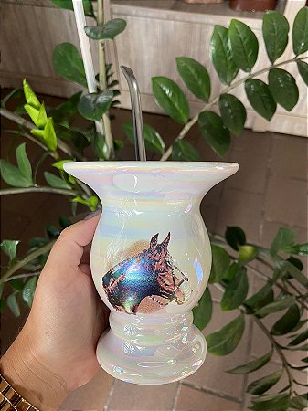 CUIA CERÂMICA BRANCA CAVALO
