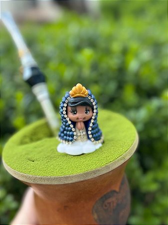 ENFEITE  CHIMARÃO NOSSA SENHORA APARECIDA PÉROLAS AZUL