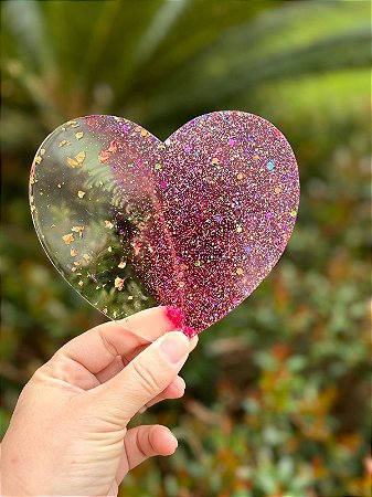 CEVADOR VIRA MATE ACRILICO GLITTER CORAÇÃO