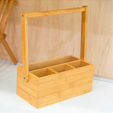 Porta Talher Vertical com Alça de Bambu 23x11 YOI 8108010060