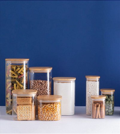 Pote de Vidro com Tampa de Bambu 600ml OIKOS COZ01783NAT