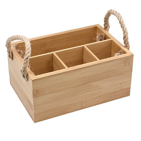 Porta Talher de Bambu e Alça Natural 26x16 OIKOS MES02479NAT