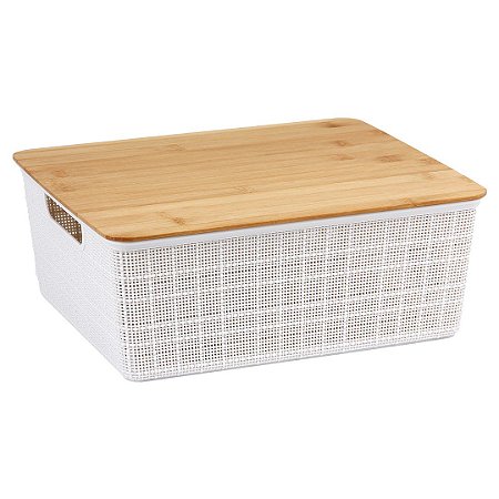 Caixa Org. com Tampa de Bambu 12L 35x30x14cm OIKOS LAV01835