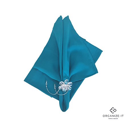Guardanapo Azul Viscose e Linho 42x42cm 1Un Organizeit 13441