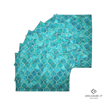 Kit 4 Jogos Americano Verde Piscina Matelassado Ret 44x32 Organize-it 13250